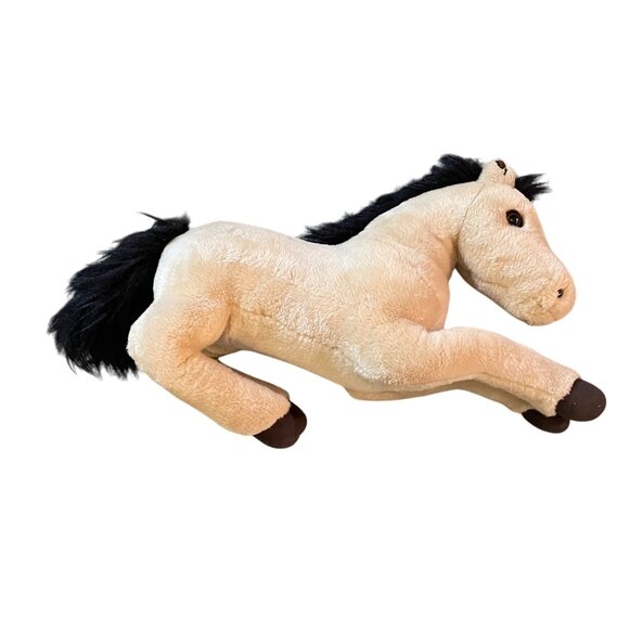 Plush Horse Stuffed Animal Toy With Black Mane &Brown Hooves 20 Inches Long Soft - Picture 6 of 6